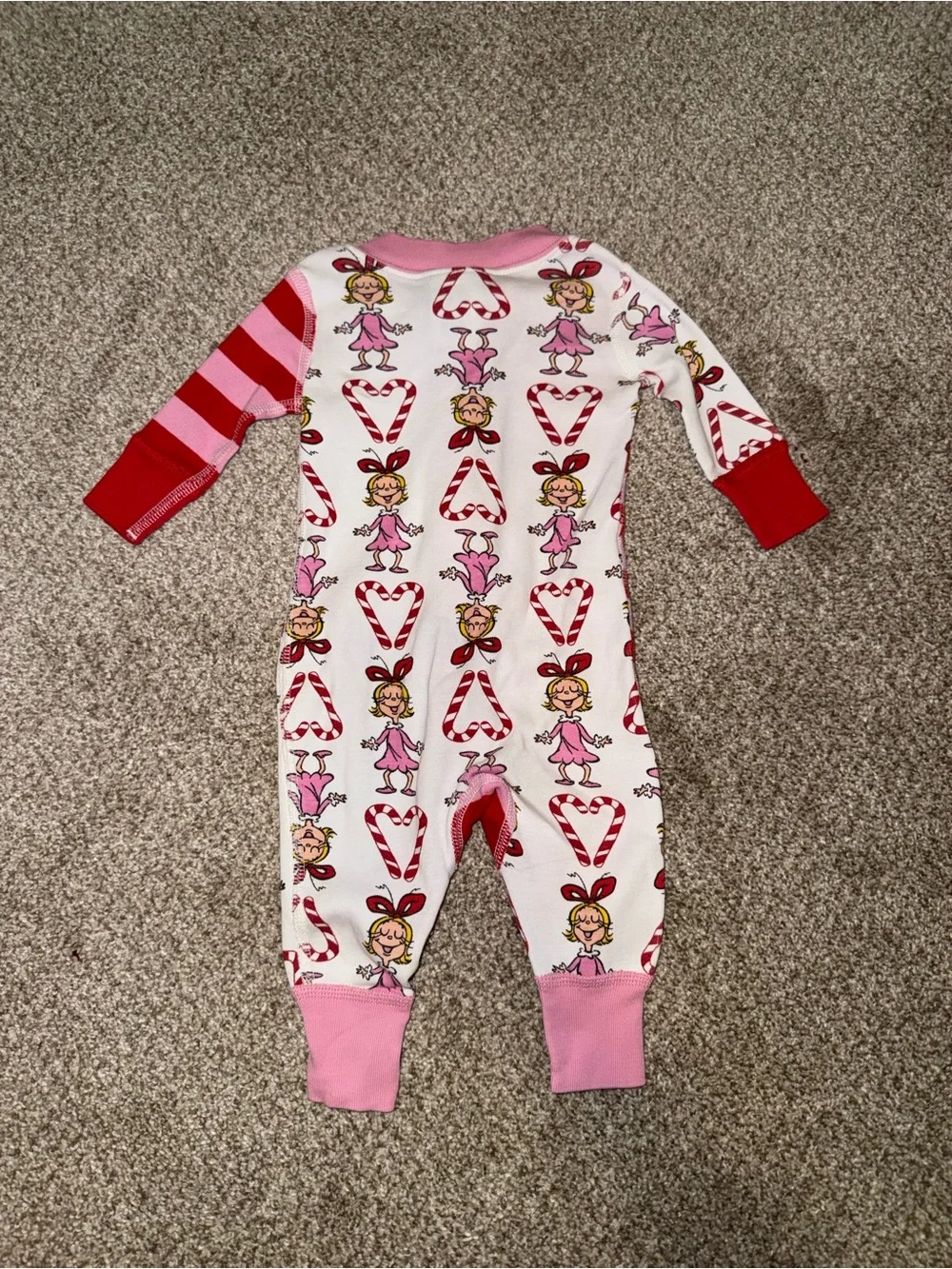 Hanna Andersson Cindy Lou Who The Grinch 2-Way Zip Holiday Candy Cane Pajamas